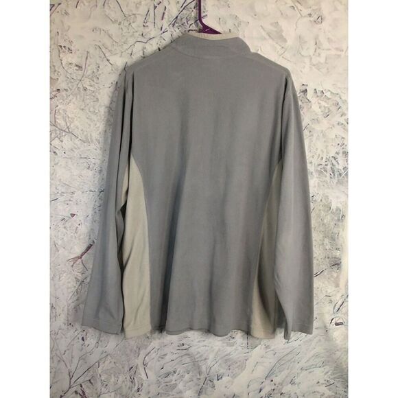 Columbia Large Mens Fleece Pullover Sweater Light Gray 1/3 Zip High/Mock Neck - Picture 5 of 12